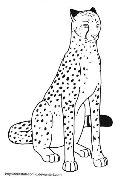Sitting Cheetah coloring page image