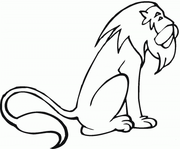 Sitting Lion coloring page image