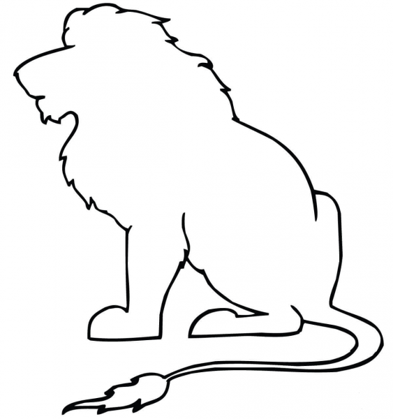 Sitting Lion Outline coloring page image