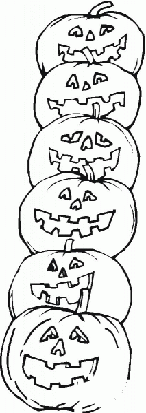 Six Funny Jack-O-Lanterns coloring page image