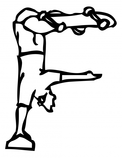 Skateboard Letter F coloring page image
