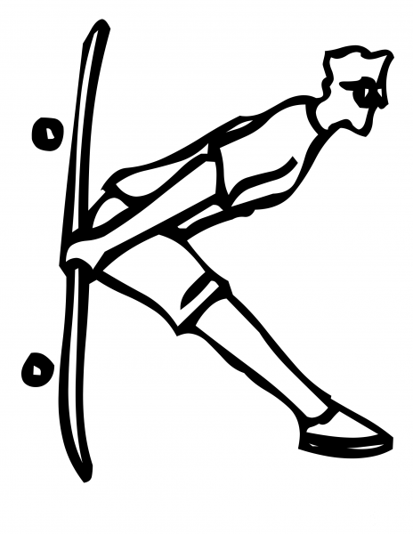 Skateboard Letter K coloring page image