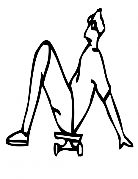 Skateboard Letter M coloring page image