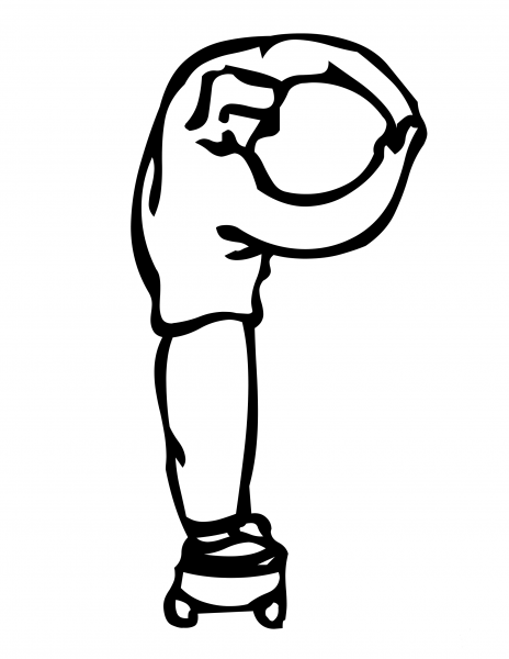 Skateboard Letter P coloring page image
