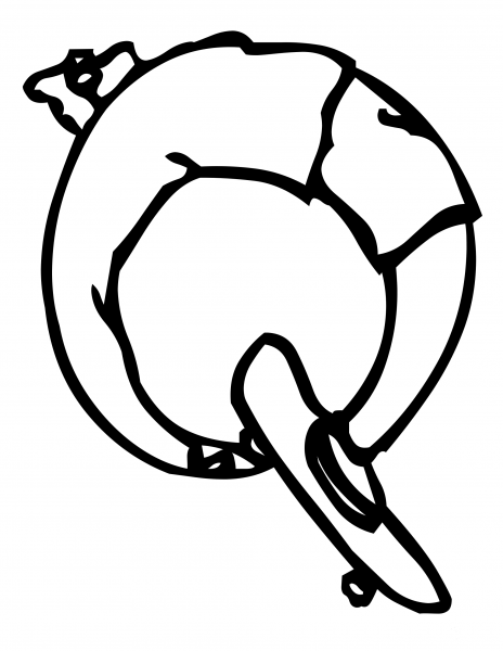 Skateboard Letter Q  coloring page image