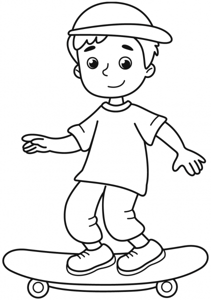 Skateboarder coloring page image