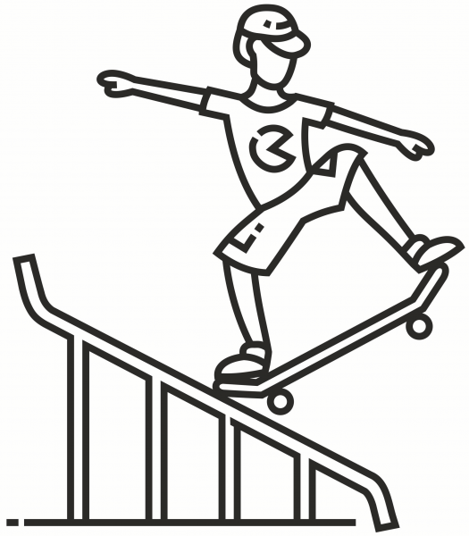 Skateboarder coloring page image