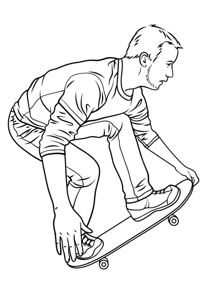 Skateboarding coloring page image