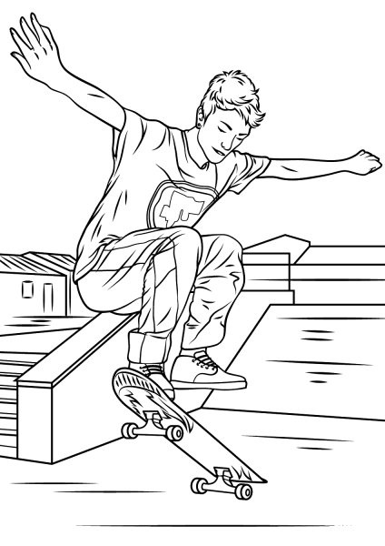 Skateboarding Trick coloring page image