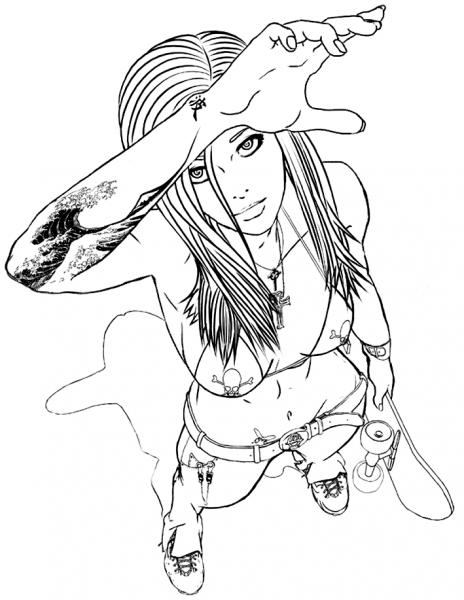 Skater Girl coloring page image