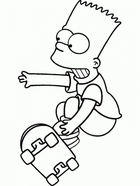 Skating Bart coloring page image