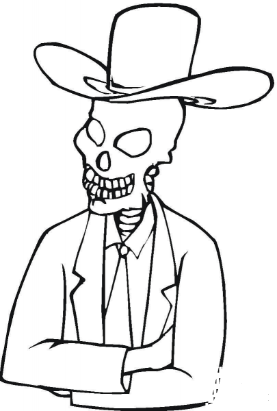 Skeleton In Hat  coloring page image
