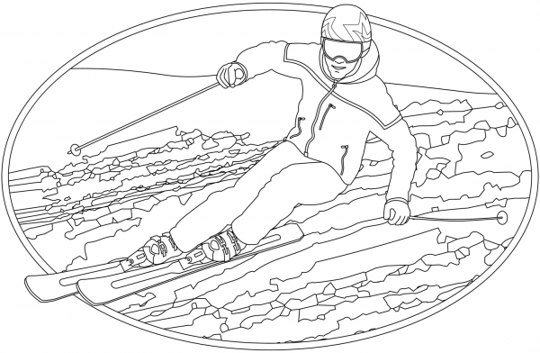 Ski coloring page image