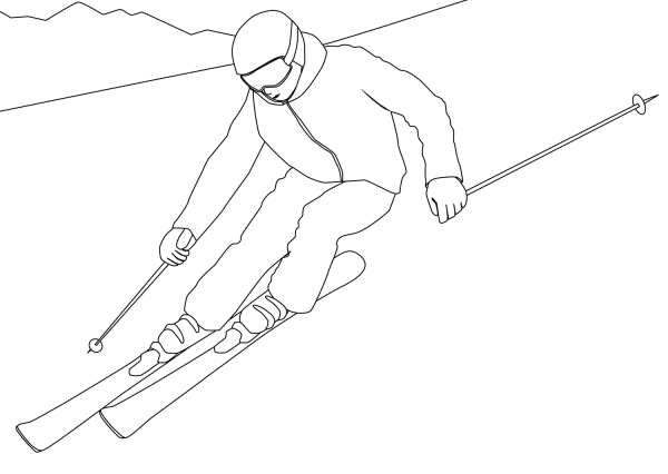 Ski coloring page image