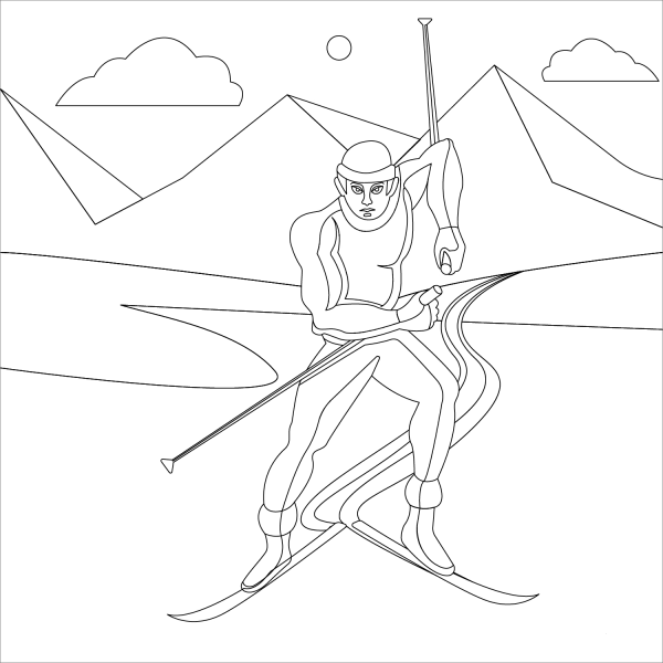 Ski coloring page image