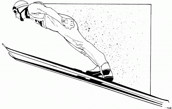 Ski jumping coloring page image