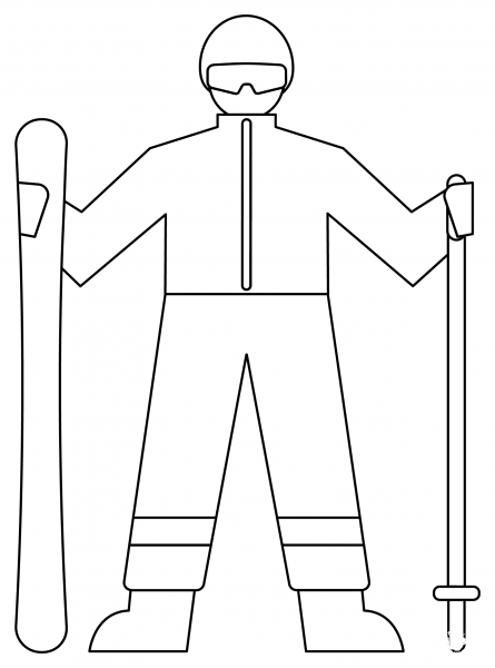 Skier coloring page image