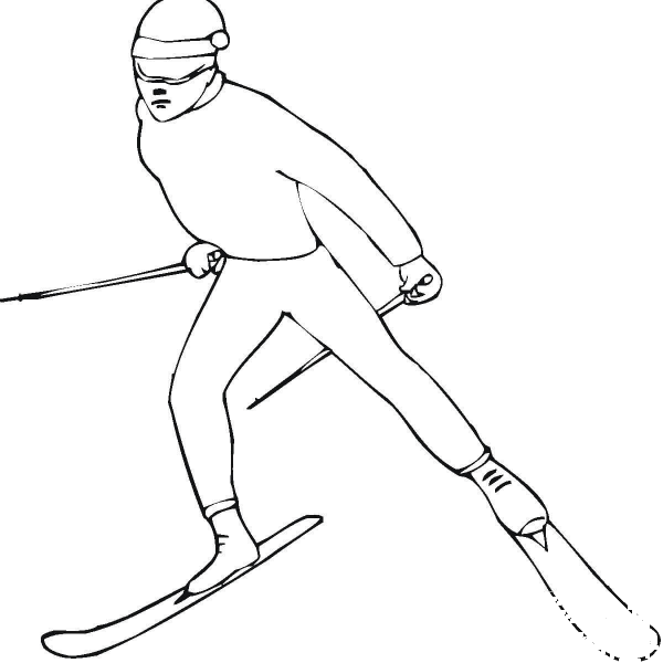 Skier coloring page image