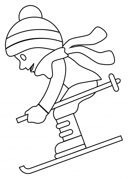 Skier coloring page image