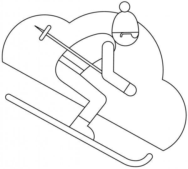 Skier coloring page image