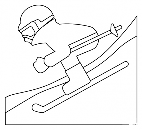 Skier Emoji coloring page image