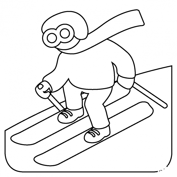 Skier Emoji coloring page image