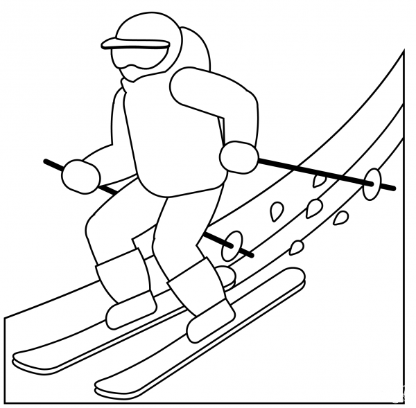 Skier Emoji coloring page image