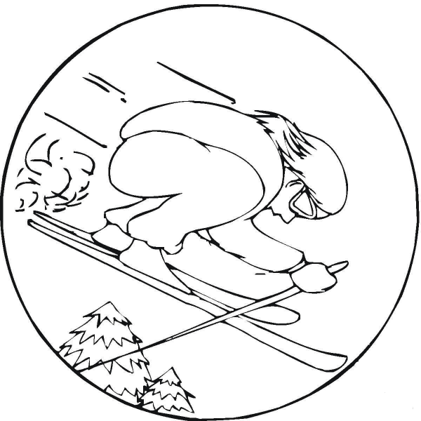 Skiing Competition  coloring page image