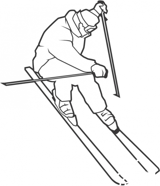Skiing High In Mountains  coloring page image
