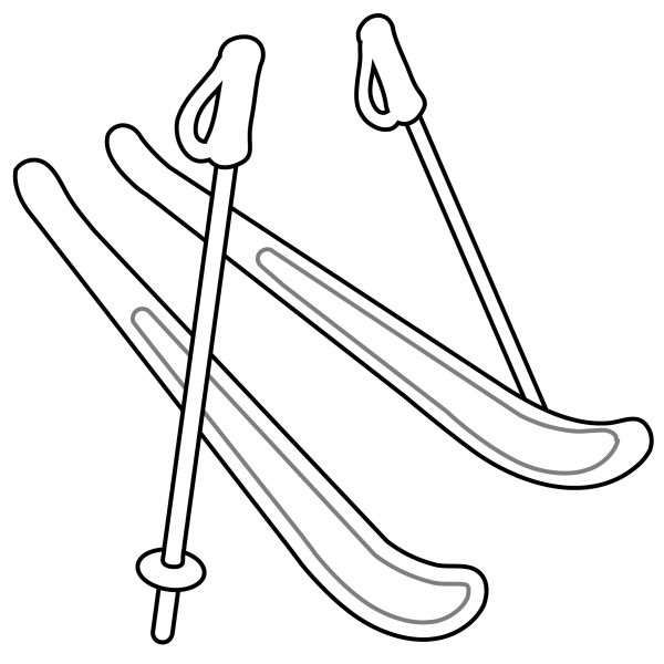 Skis Emoji coloring page image