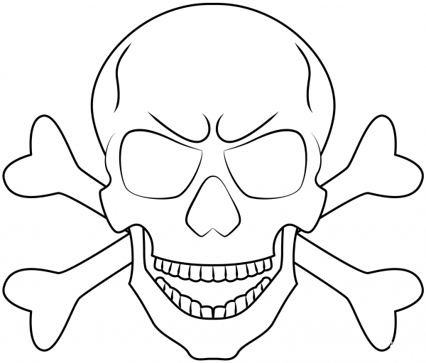 Skull and Crossbones coloring page image