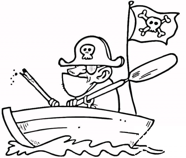 Skull and Crossbones flag coloring page image