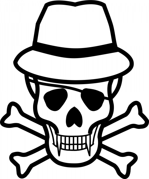 Skull and Hat coloring page image