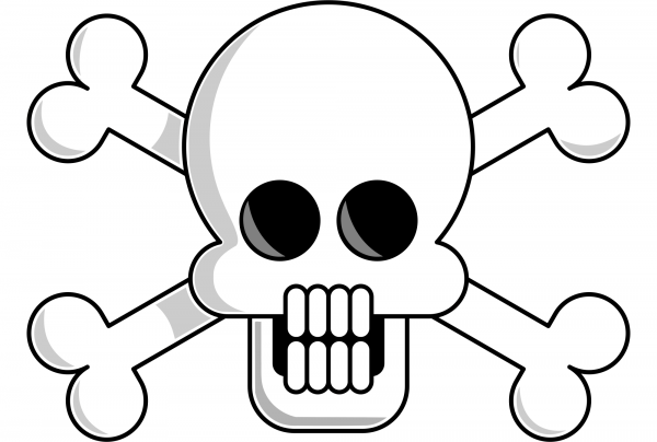 Skull with Bones coloring page image