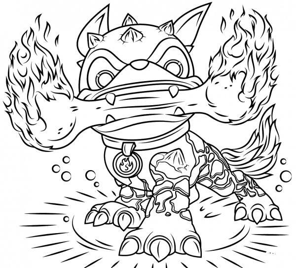 Skylanders Fire Bone Hot Dog coloring page image