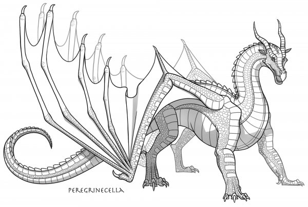 Skywing Dragon coloring page image