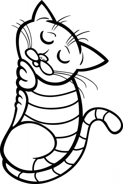 Sleep Time for a Kitty coloring page image