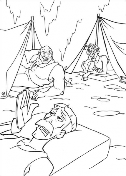 Sleeping Time in tents coloring page image