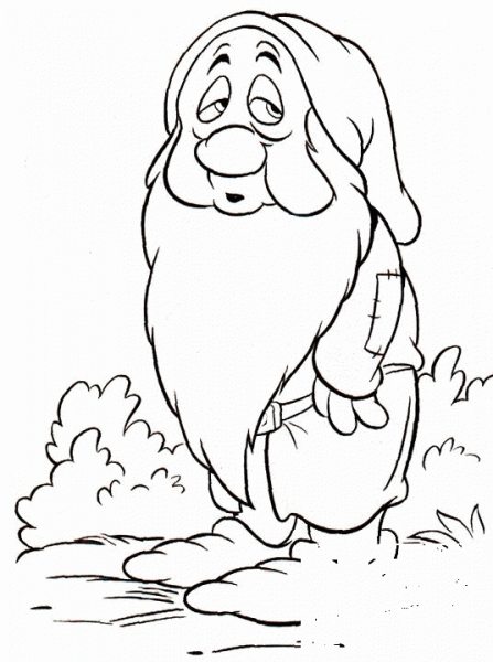Sleepy dwarf coloring page image
