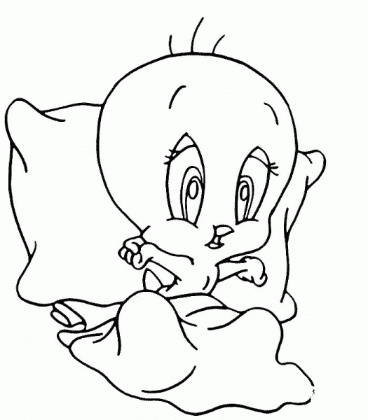 Sleepy Tweety coloring page image