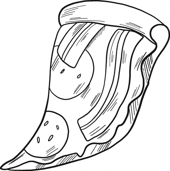 Slice of Pizza coloring page image