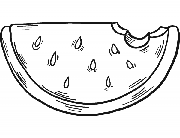 Slice of Watermelon coloring page image