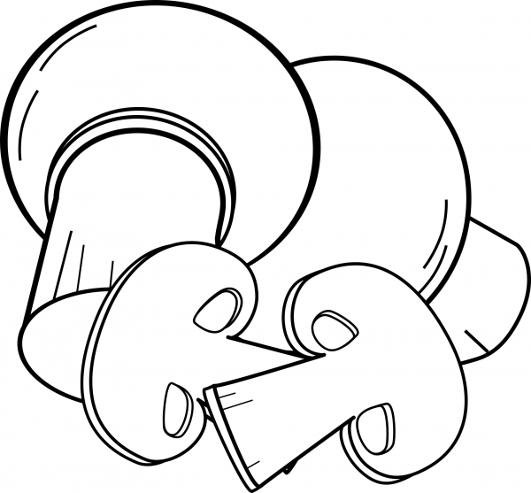 Sliced Mushrooms coloring page image