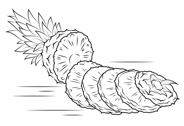 Sliced Pineapple coloring page image
