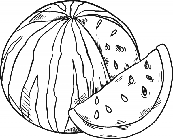 Sliced Watermelon coloring page image