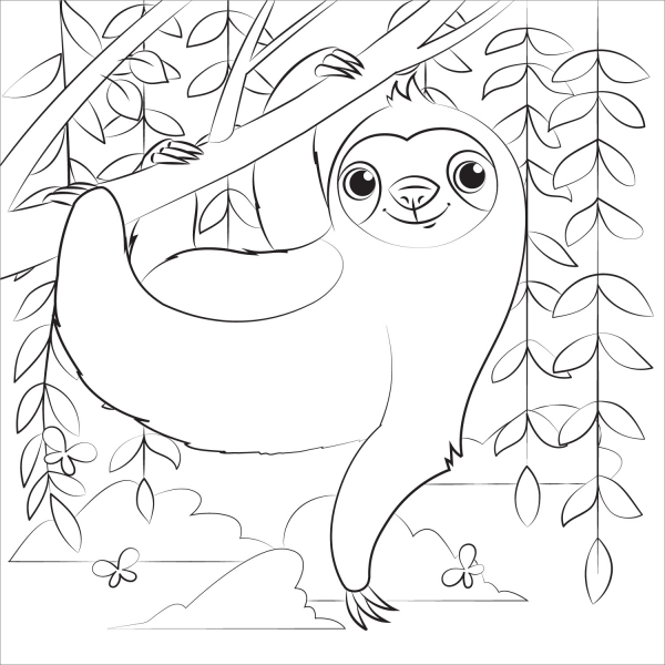 Sloth coloring page image