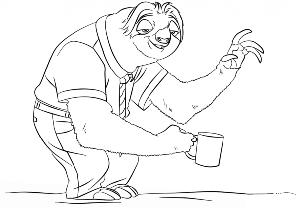 Sloth Flash from Zootopia coloring page image