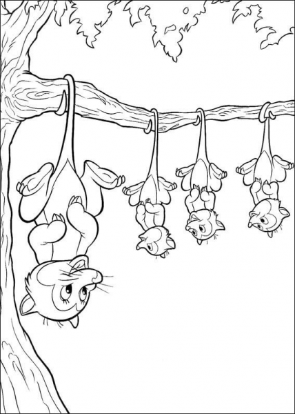 Sloths Hanging on The Tree  coloring page image