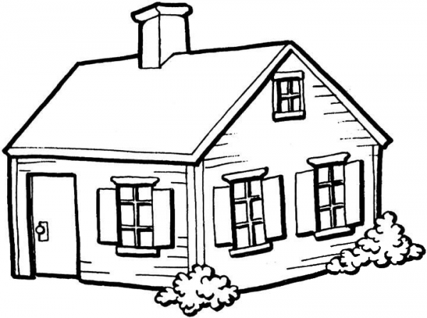 Small House In The Village  coloring page image