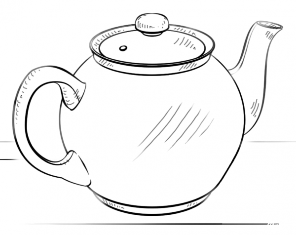 Small teapot coloring page image